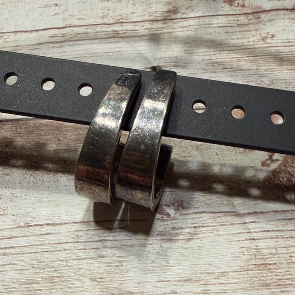 925 Sterling Silver Wide Flat Chunky Hoop Earrings - Picture 2 of 6